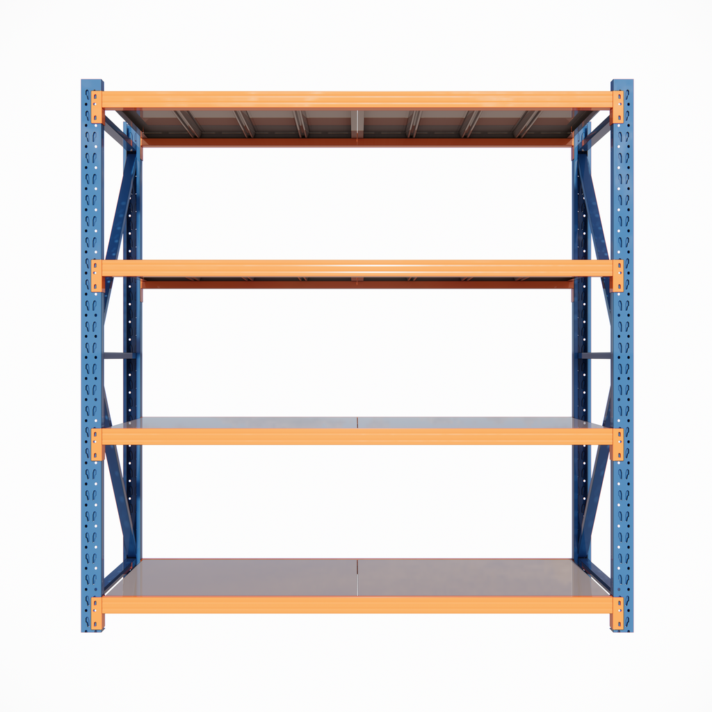RackIt600 - Industrial Shelving Blue & Orange - 600mm Deep 2M High 1-4+ Bays