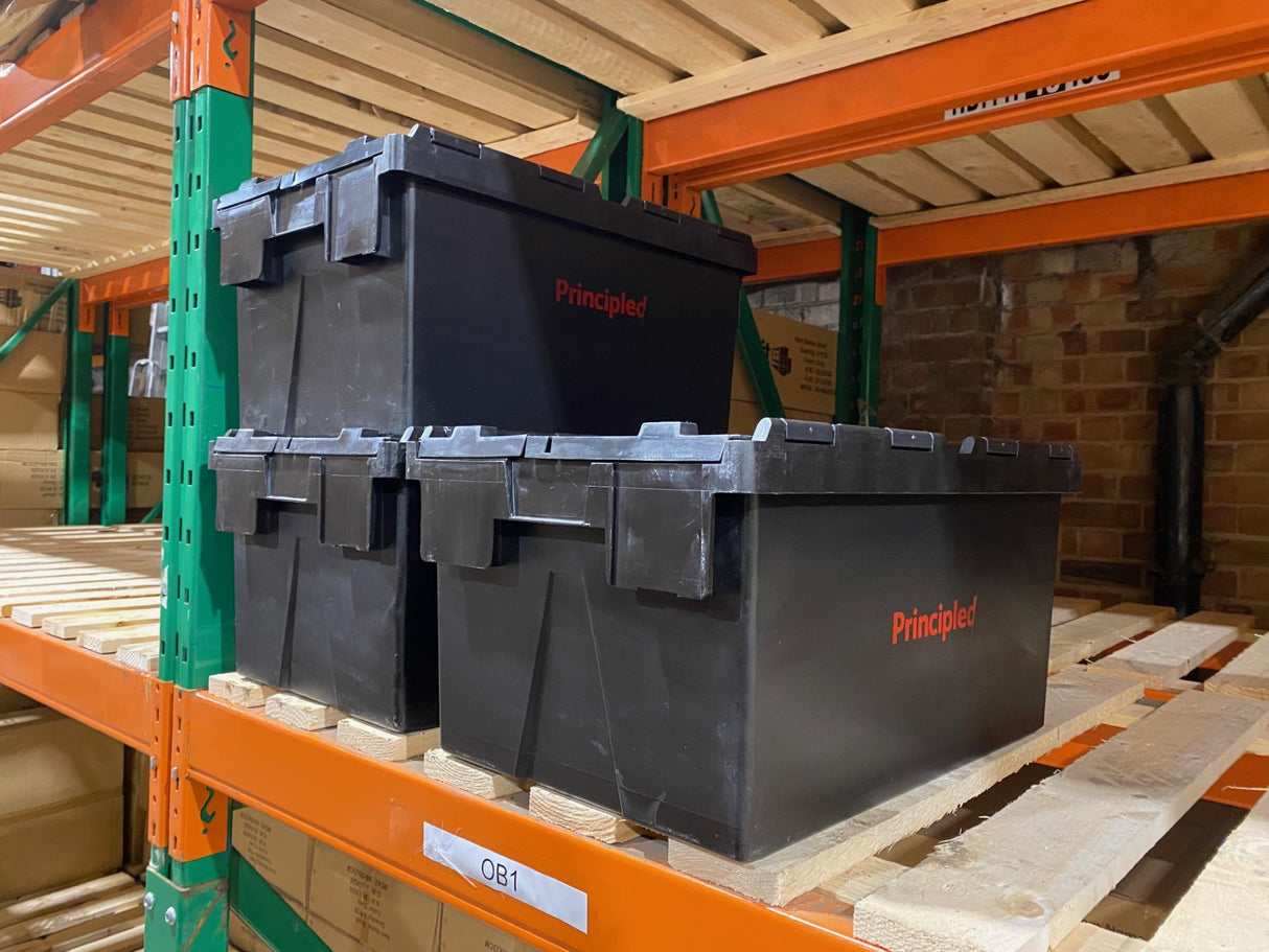 Stackable Lidded 62 Litre Tote Boxes - Black