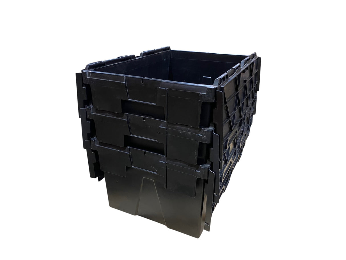 Stackable Lidded 62 Litre Tote Boxes - Black