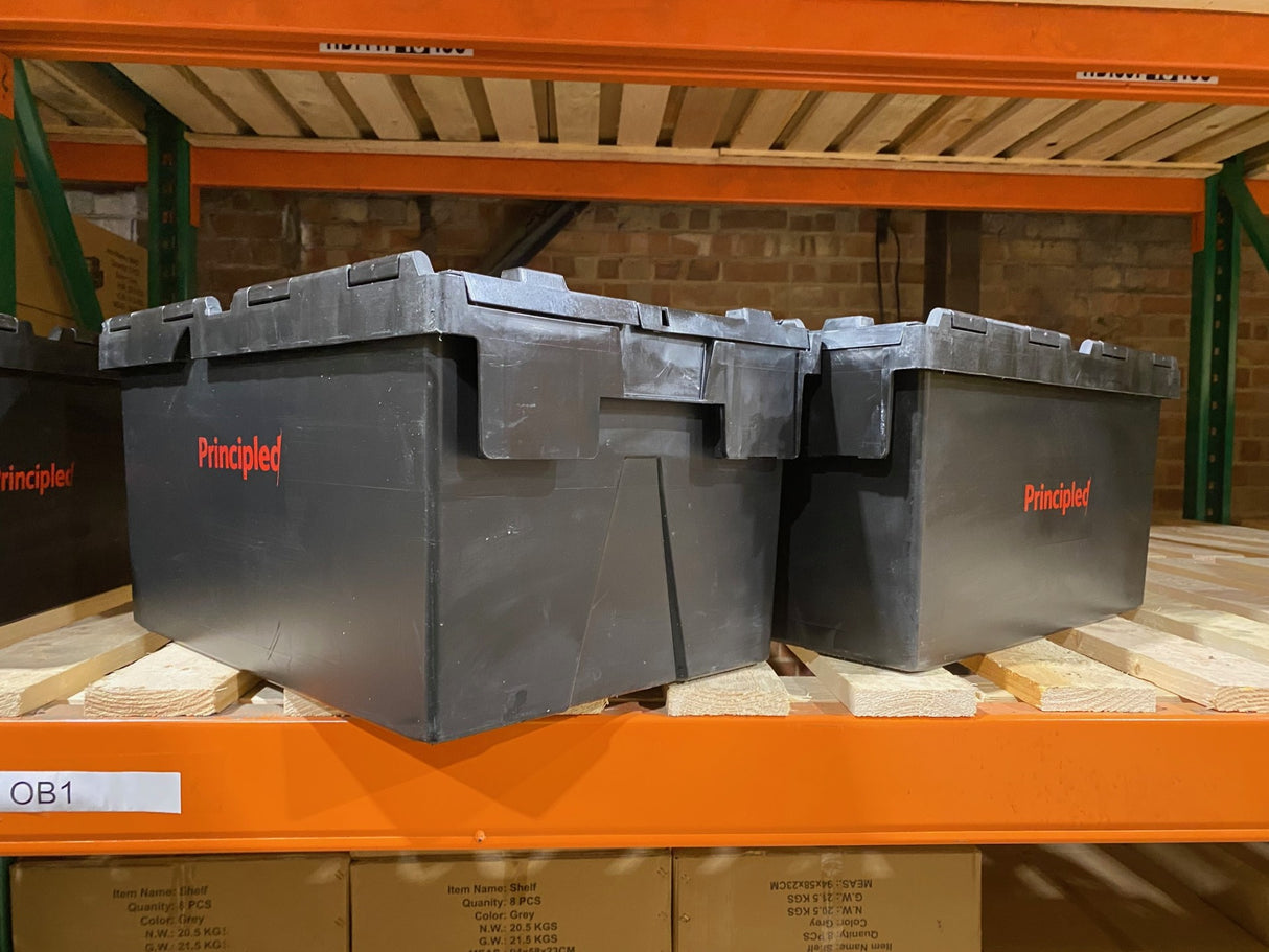 Stackable Lidded 62 Litre Tote Boxes - Black