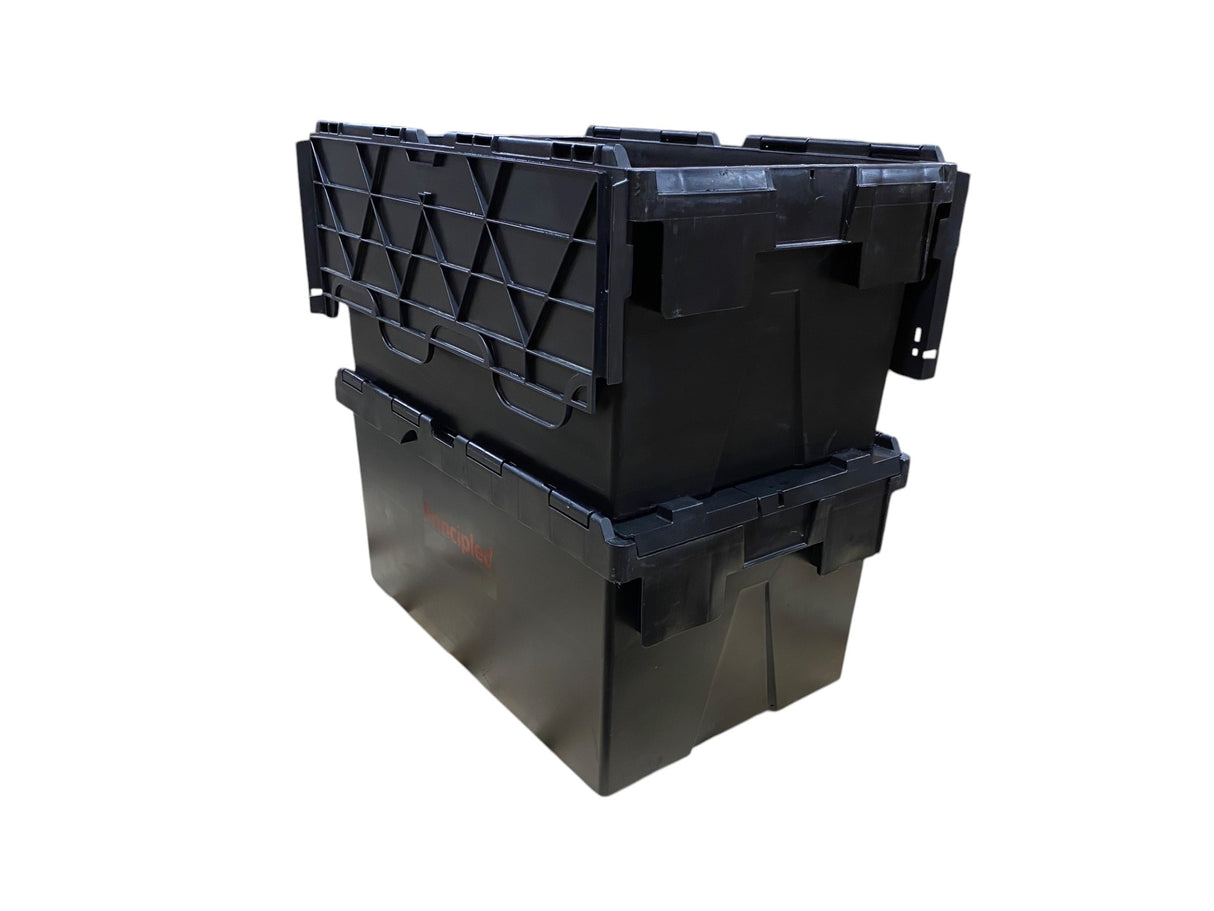 Stackable Lidded 62 Litre Tote Boxes - Black