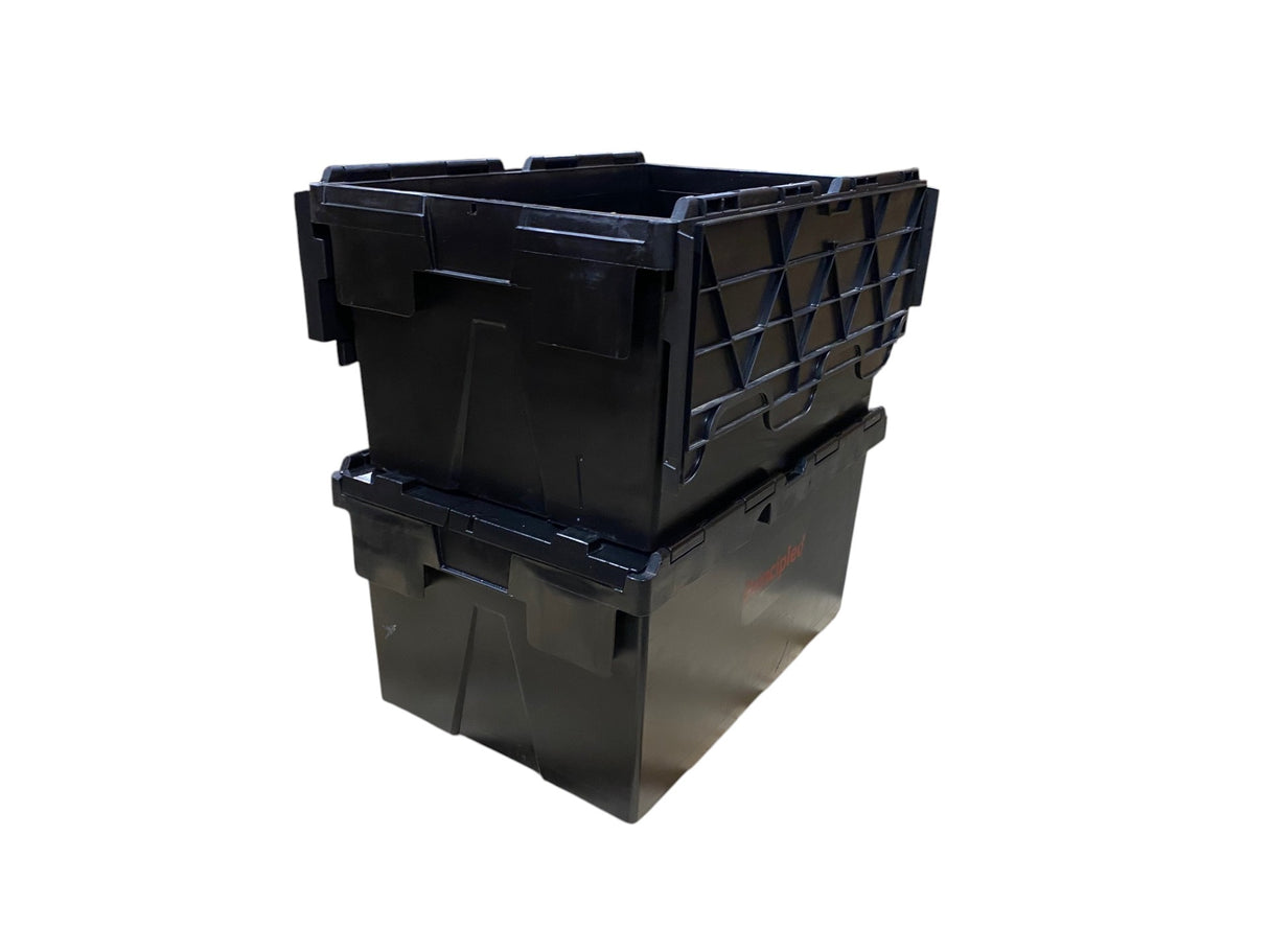 Stackable Lidded 62 Litre Tote Boxes - Black
