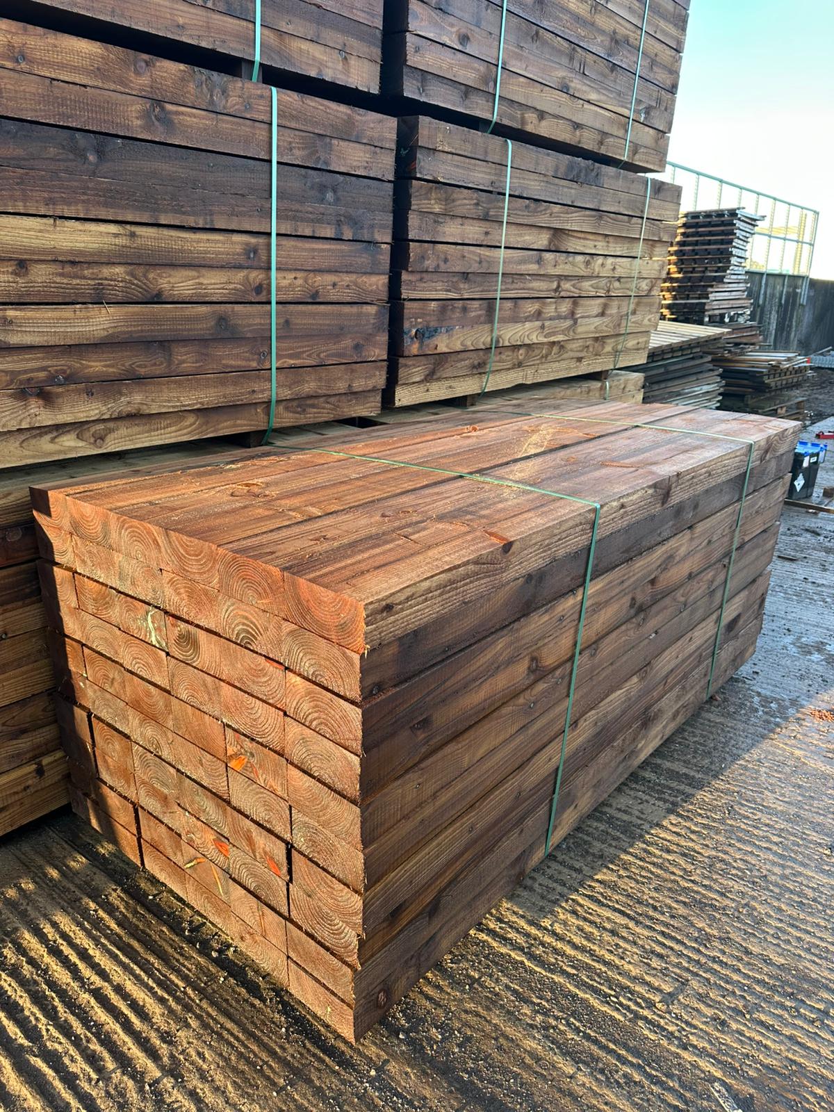 Brown Softwood Railway Sleepers | 2400x200x100mm | Pressure Treated