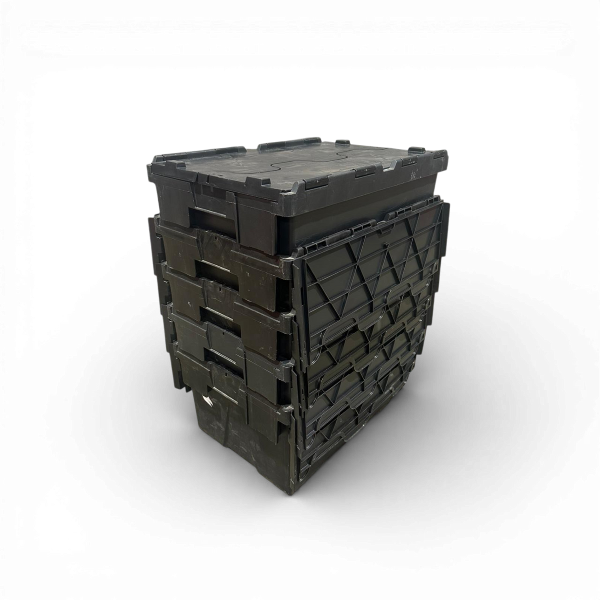 Heavy Duty Lidded 62 Litre Tote Boxes | Black | Pre-Owned