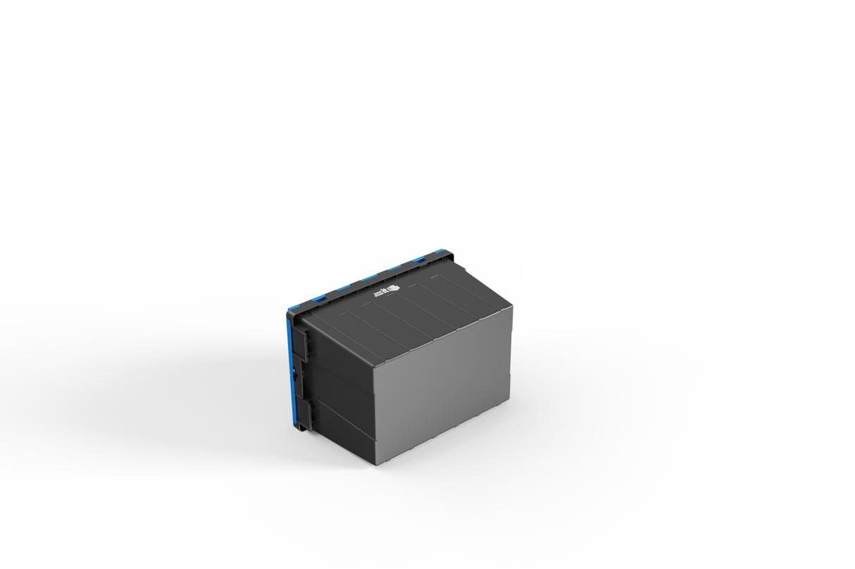 Large Stackable Storage Tote Boxes | 62 Litre / 30kg Capacity | Choice of Coloured Lids