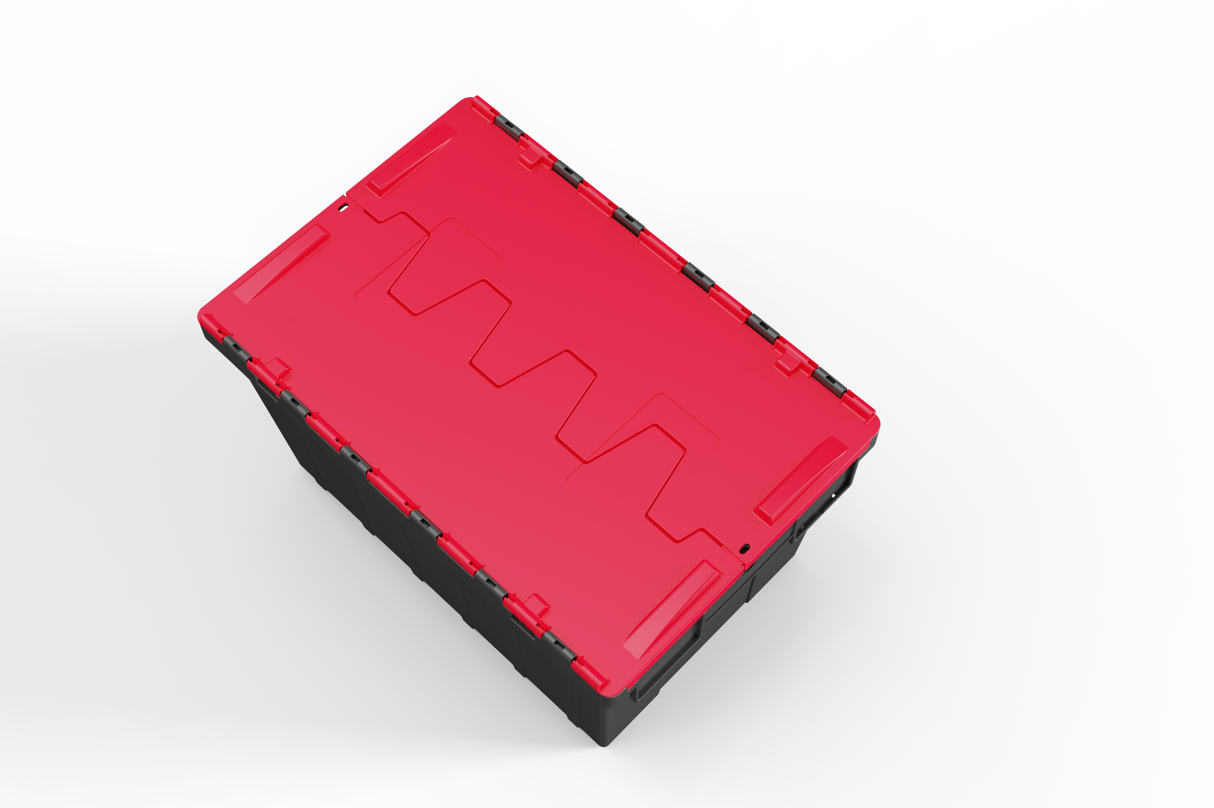 Large Stackable Storage Tote Boxes | 62 Litre / 30kg Capacity | Choice of Coloured Lids