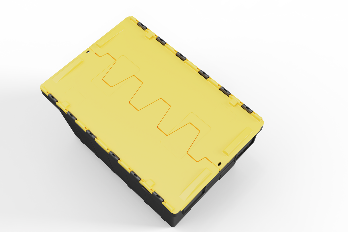 Large Stackable Storage Tote Boxes | 62 Litre / 30kg Capacity | Choice of Coloured Lids