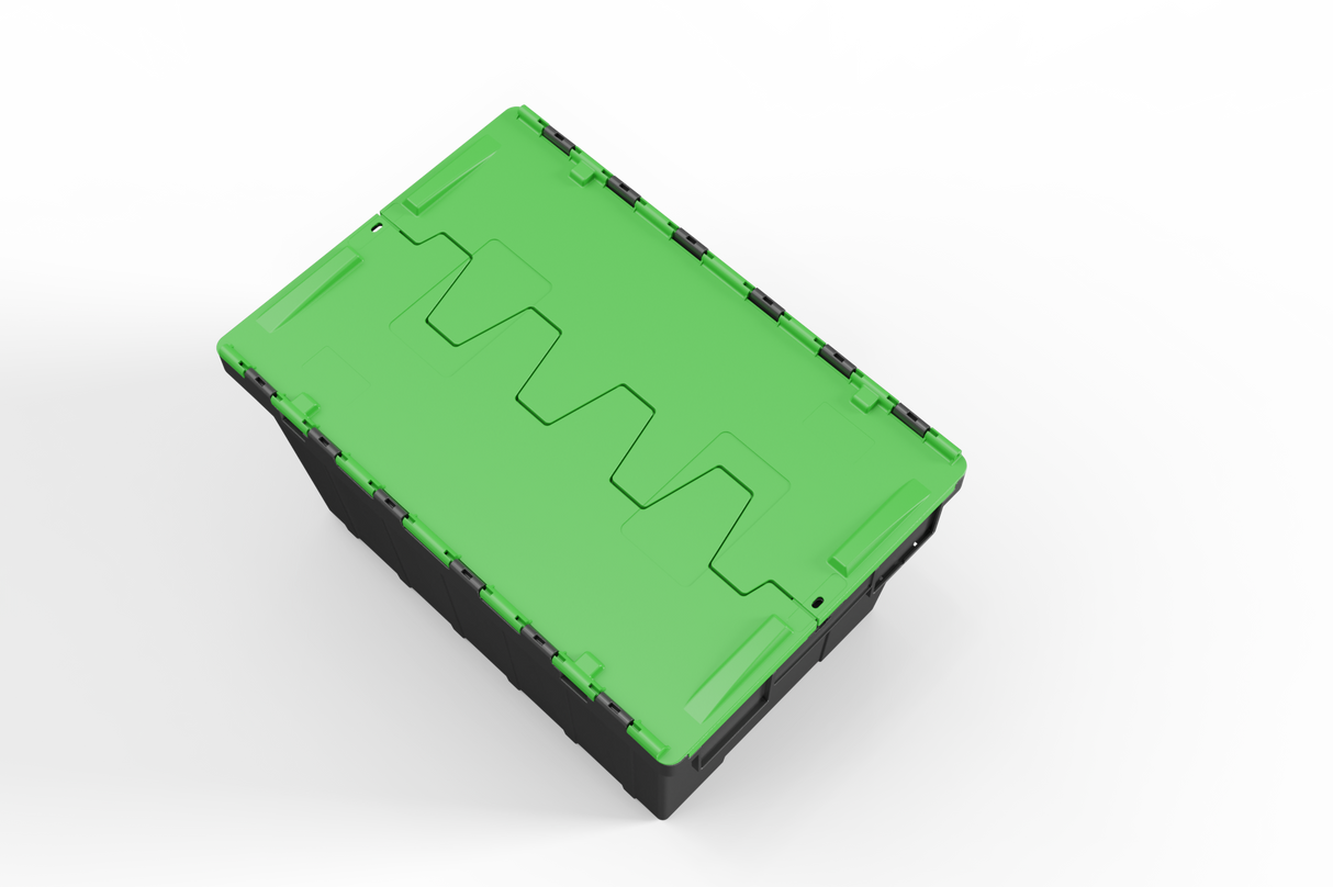 Large Stackable Storage Tote Boxes | 62 Litre / 30kg Capacity | Choice of Coloured Lids