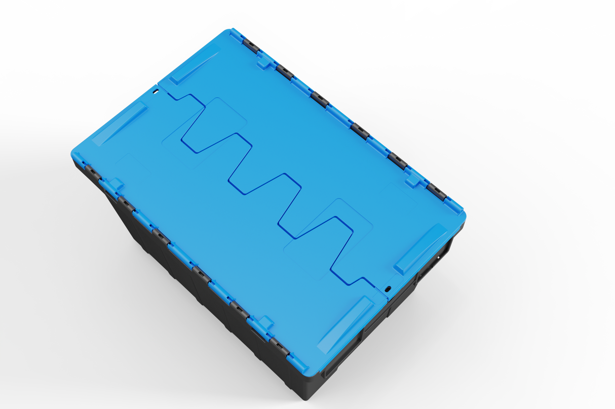 Large Stackable Storage Tote Boxes | 62 Litre / 30kg Capacity | Choice of Coloured Lids