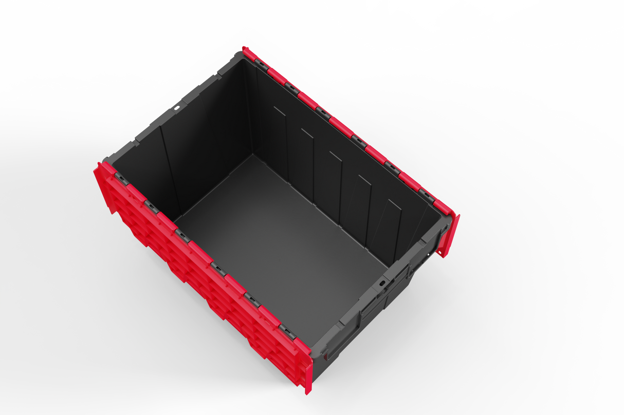 Large Stackable Storage Tote Boxes | 62 Litre / 30kg Capacity | Choice of Coloured Lids