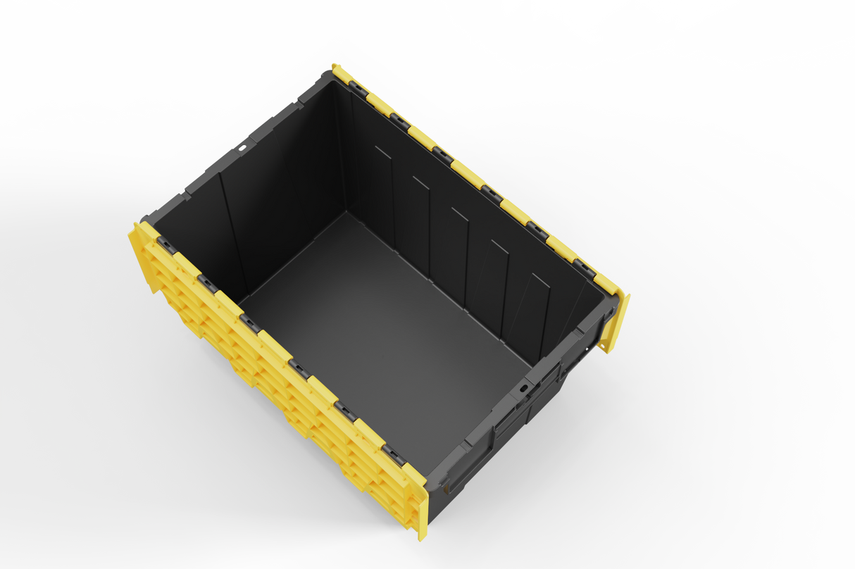 Large Stackable Storage Tote Boxes | 62 Litre / 30kg Capacity | Choice of Coloured Lids