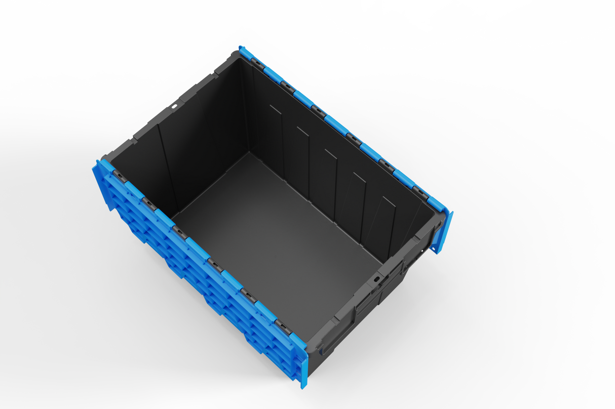 Large Stackable Storage Tote Boxes | 62 Litre / 30kg Capacity | Choice of Coloured Lids