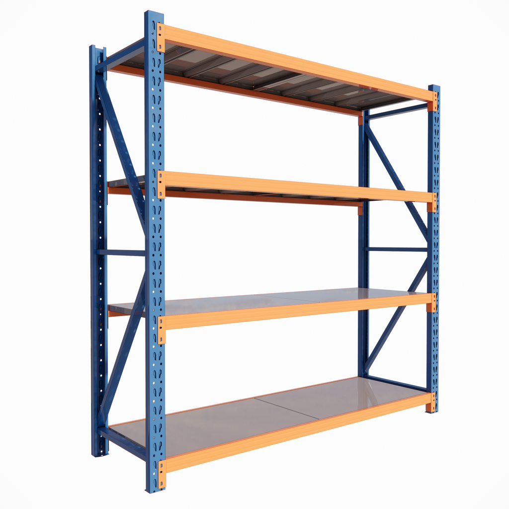 RackIt600 - Industrial Shelving Blue & Orange - 600mm Deep 2M High 1-4+ Bays