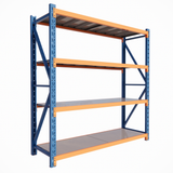 RackIt600 - Industrial Shelving Blue & Orange - 600mm Deep 2M High 1-4+ Bays