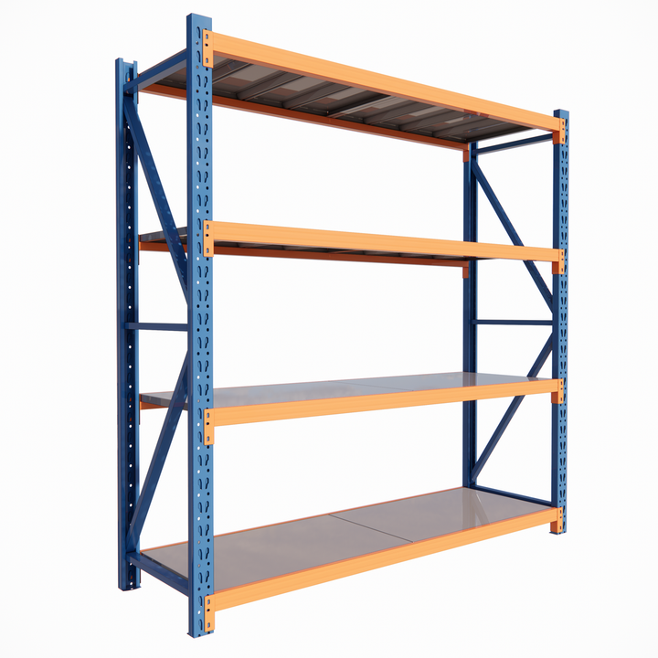 Industrial Shelving Blue & Orange - 600mm Deep 2M High 1-4+ Bays