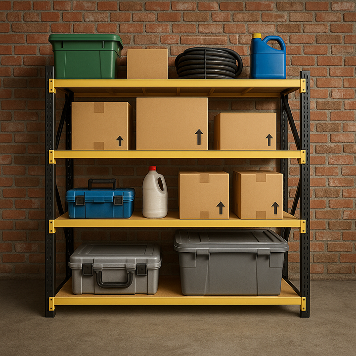 Industrial Shelving Black & Yellow - 600mm Deep 2M High 1-4+ Bays