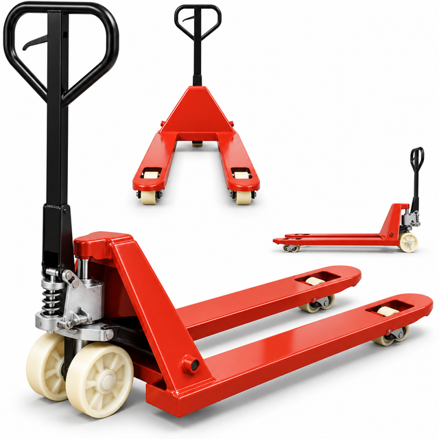 3000kg Heavy Duty Red Pallet Truck - Manual Pump Truck for Warehouse Use
