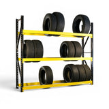 Heavy Duty Tyre Racking – Black & Yellow | 550mm Deep x 2000mm High | 1 to 4+ Bays Available | Industrial Shelving Unit