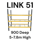 Link 51 Pallet Racking Bay 900mm Deep 5M - 7.8M