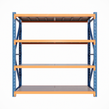 RackIt600 - Industrial Shelving Blue & Orange - 600mm Deep 2M High 1-4+ Bays
