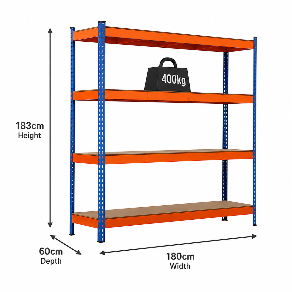 Rack It Stack It Heavy Duty Shelving Unit 180x60x183cm | 400kg Per Shelf