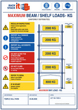 Custom printed pallet racking load notice board, A4 foam board
