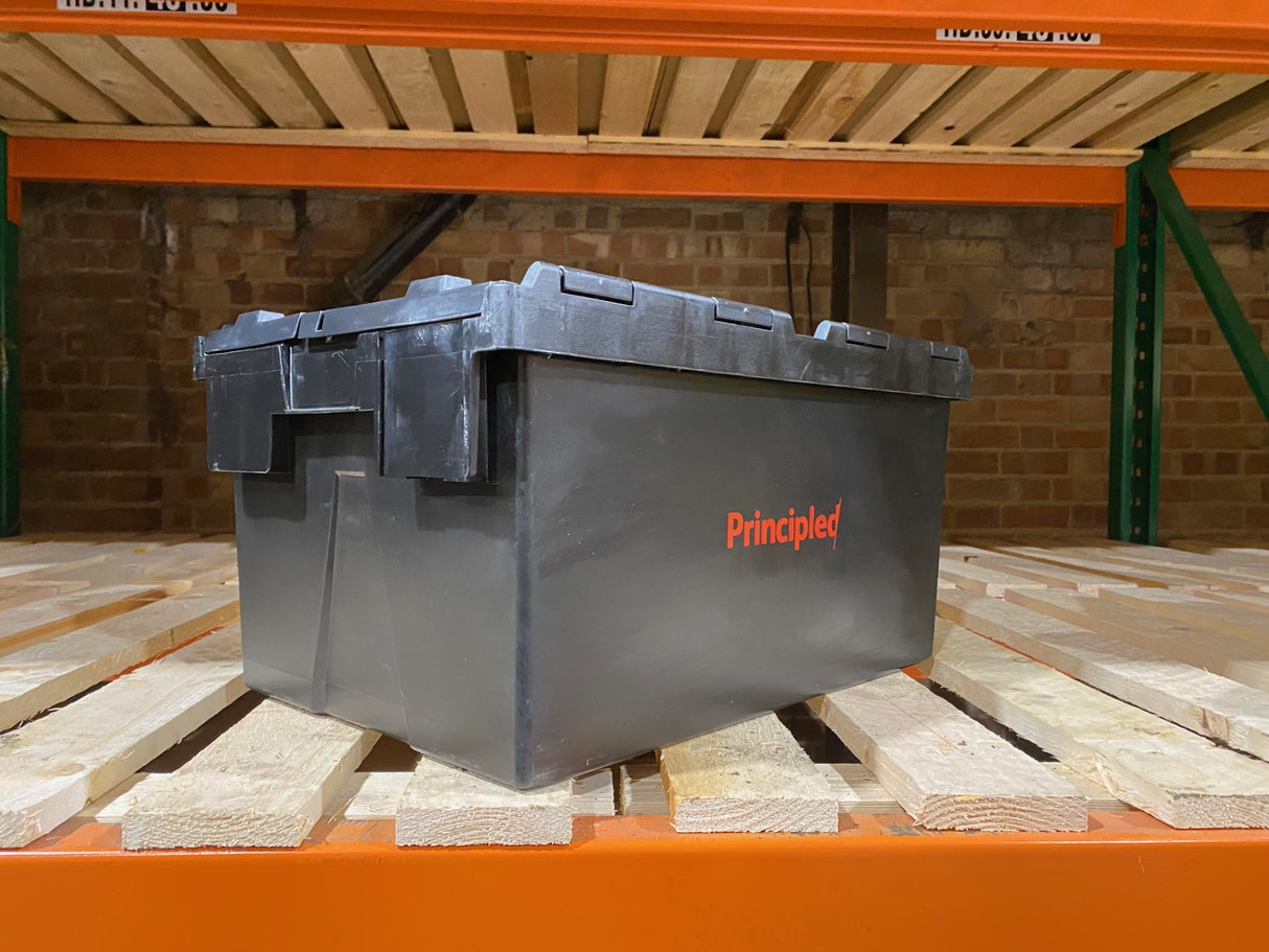 Stackable Lidded 62 Litre Tote Boxes - Black