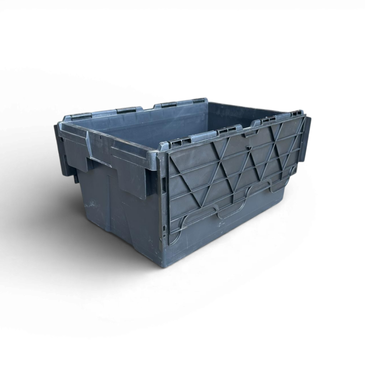black storage crate on a white background