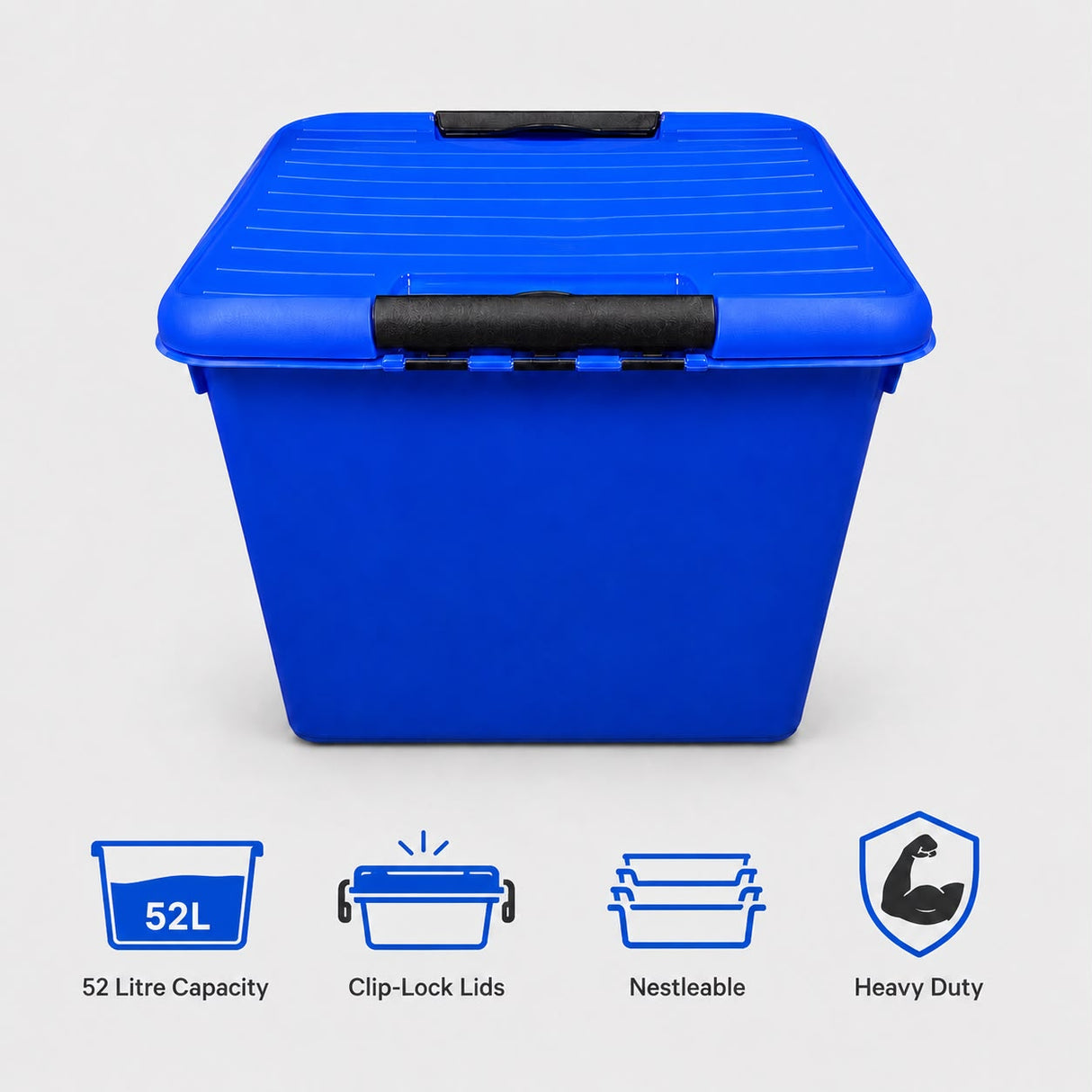 Used Curver 52L Storage Boxes with Clip-Lock Lids | Pack of 5 | Free Delivery