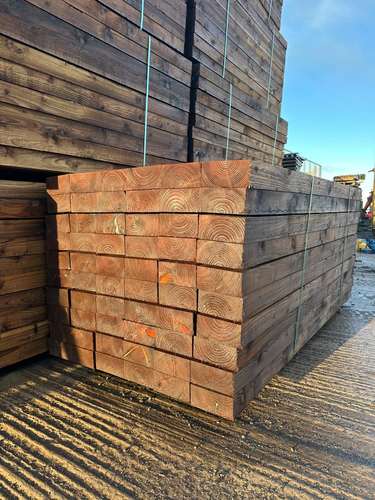 Brown Softwood Railway Sleepers | 2400x200x100mm | Pressure Treated