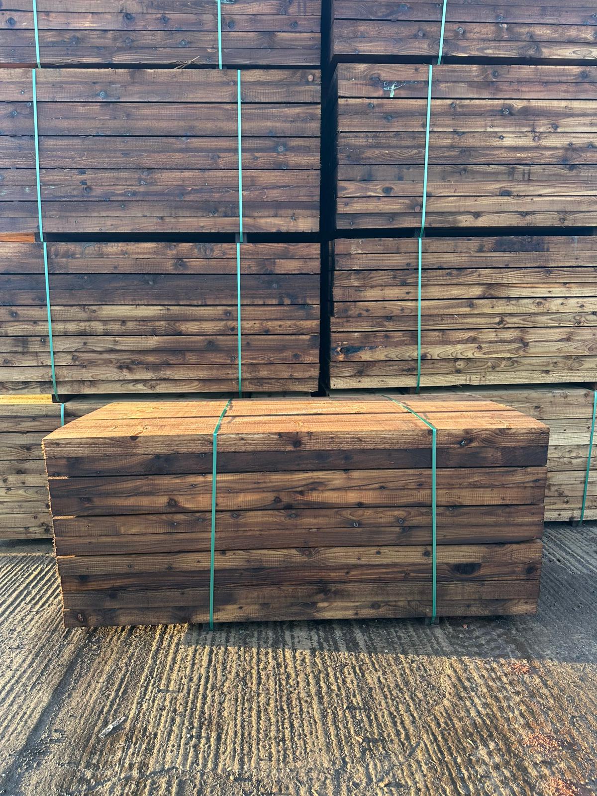 Brown Softwood Railway Sleepers | 2400x200x100mm | Pressure Treated