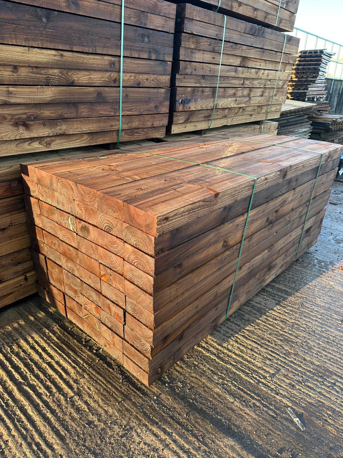 Brown Softwood Railway Sleepers | 2400x200x100mm | Pressure Treated