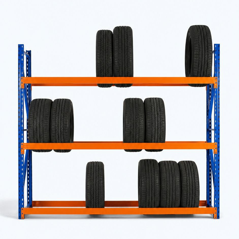 Used Tyre Racking Heavy Duty Tyre Racking – Blue & Orange | 550mm Deep x 2000mm High | 1 ...