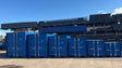 New blue steel storage containers in six sizes from 4ft to 9ft at Rack It Stack It.