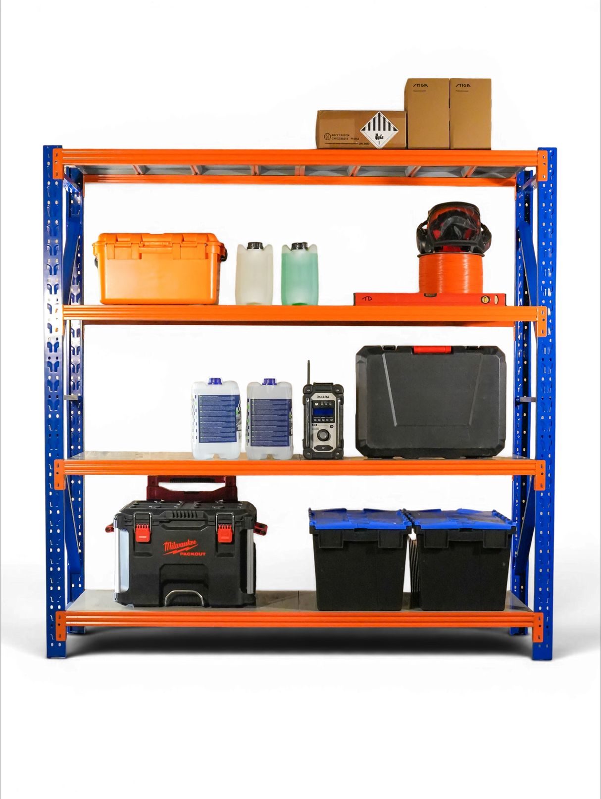 Heavy Duty Storage Racking – Blue & Orange | 600mm Deep x 2000mm High | 1 to 4+ Bays Available | Industrial Shelving Unit