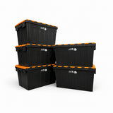 5x Heavy Duty Storage Tote Boxes | 63 Litre / 30kg Capacity | Multi Coloured Bundles