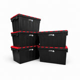 5x Heavy Duty Storage Tote Boxes | 63 Litre / 30kg Capacity | Multi Coloured Bundles