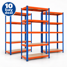 10 bay deal: Blue & Orange 5-tier shelving