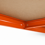 Orange centre support bar and beam beneath an MDF shelf on RISI175BO shelving
