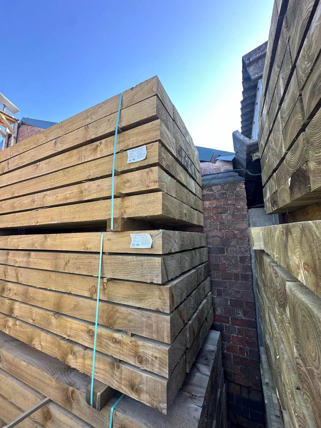 Treated Green Softwood Sleepers 2.4M x 200mm x 100mm Garden Railway Sleepers