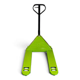 Wide fork 3000kg pallet truck in lime green with 685 x 1200mm forks