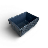 Black storage crate on a white background