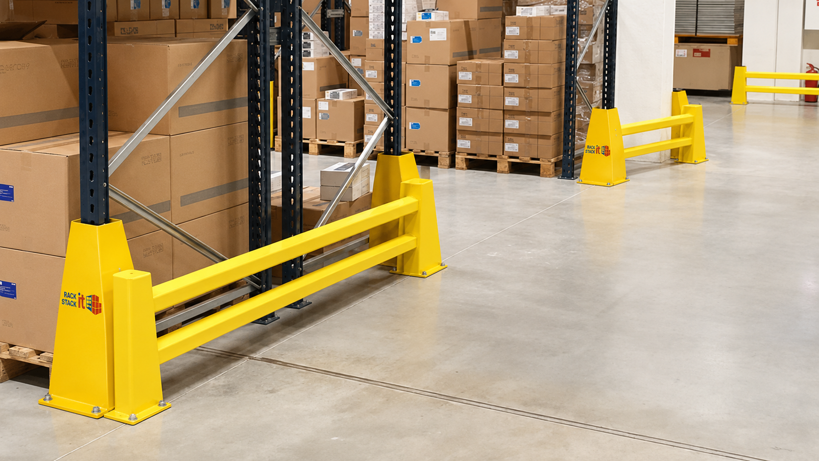 Safety barriers and rack protection for busy warehouses
