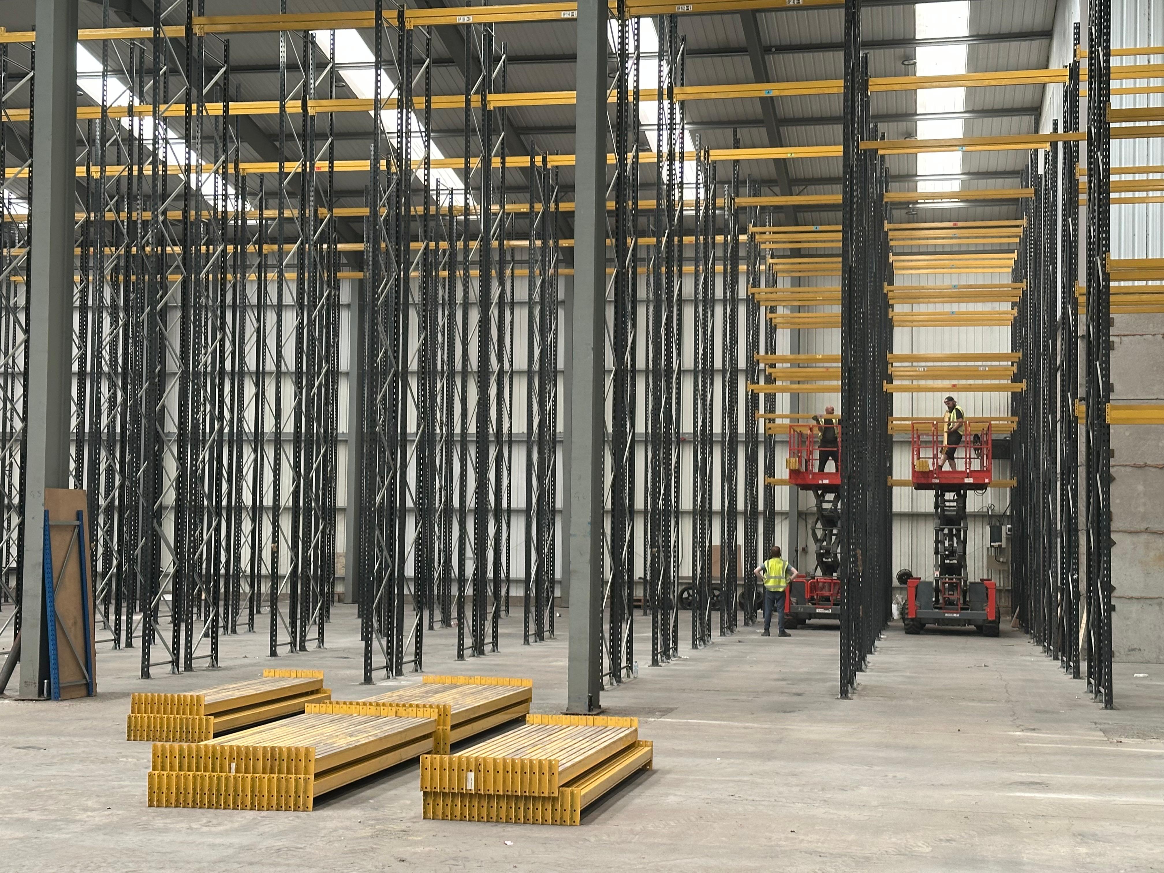 Pallet racking installed in warehouse