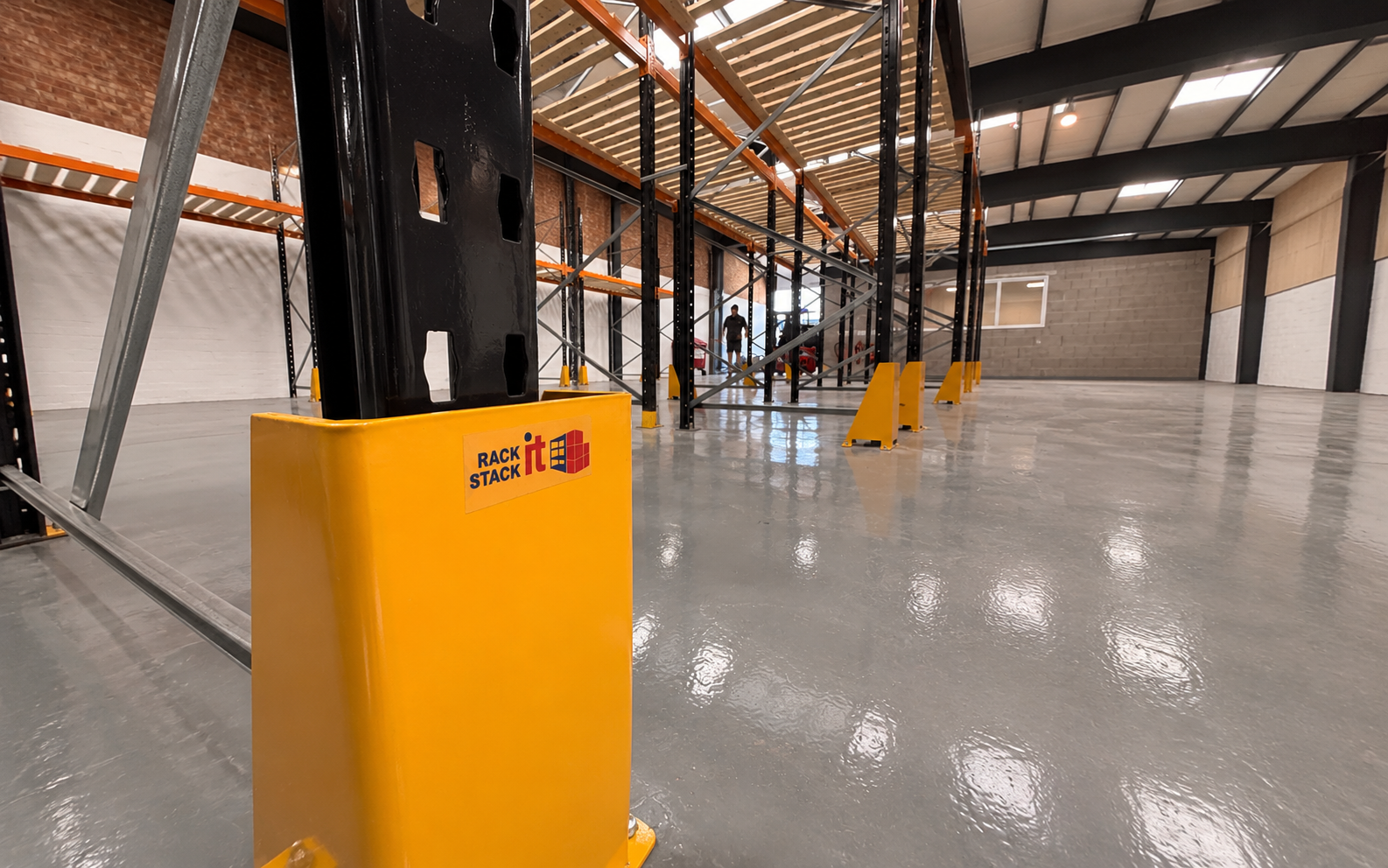 Completed pallet racking installation inside a warehouse